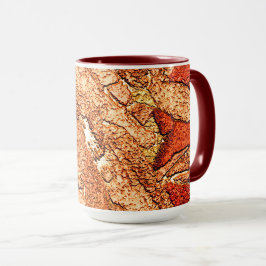 Mug Dessin en pierre volcanique peinte en orange rouge