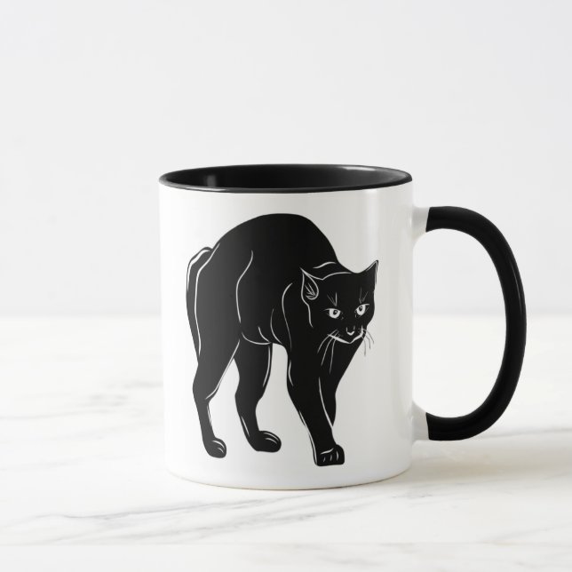 Mug Dessin en silhouette de chat noir à rallonge d'Hal (Droite)