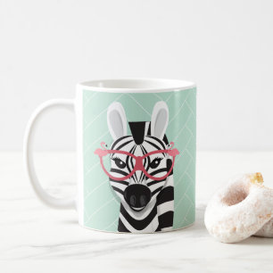 Mug Dessin noir blanc zèbre rose Flamant rose lunette