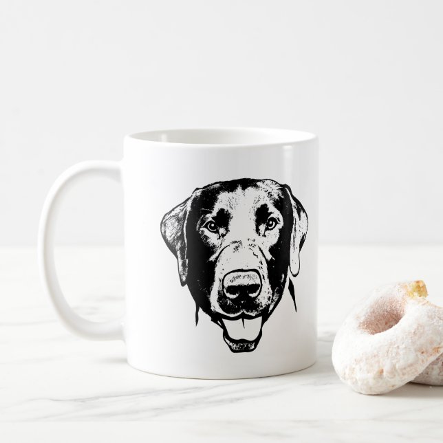 Mug Dessin personnalisé du chien du Labrador (Avec donut)