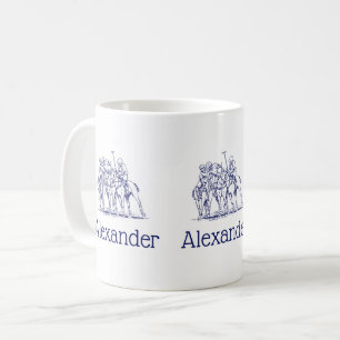 Mug Dessin stylisé vintage de match de polo #1 Bleu