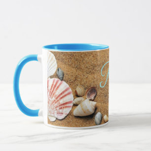 Mug Dessin vintage des coquillages sur le sable 