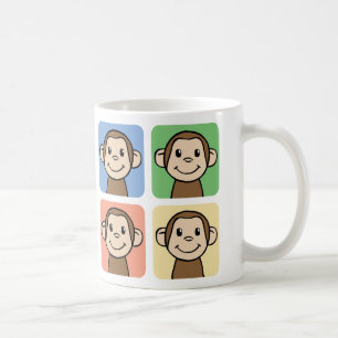 Mug Dessins animés avec 4 singes heureux