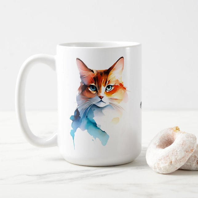 Mug Dessins d'aquarelle Charming chats (Avec donut)