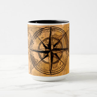 Mug Destinations - Compass Rose et carte du monde