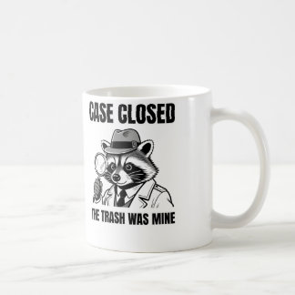 Mug Detective Raccoon "Case Closed" Humor Graphic