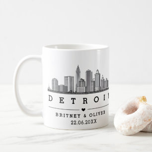 Mug Détroit Skyline – Cadeau de mariage personnalisé
