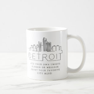 Mug Detroit Stylized Skyline Custom Slogan