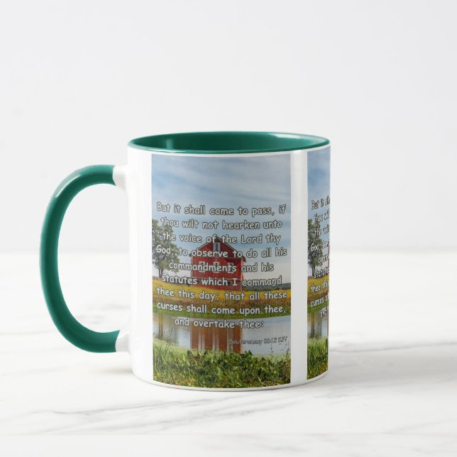Mug Deutéronome 28:15 KJV Bible Verse Pic Deux Tons (Gauche)