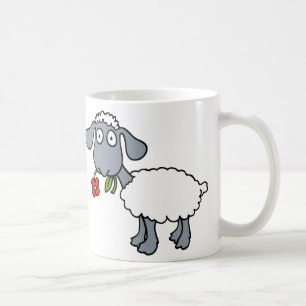 Mug Deux agneaux mignons moutons blancs avec des fleur