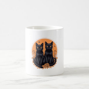 Mug deux chat noir reto drôle chat cadeau muette
