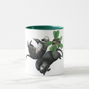 Mug Deux chats mentent avec un plante