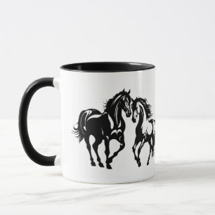 Mug Deux chevaux en amour noir blanc cheval couple amo