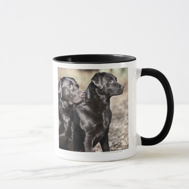 Mug Deux chiens d'arrêt de Labrador noirs (Droite)