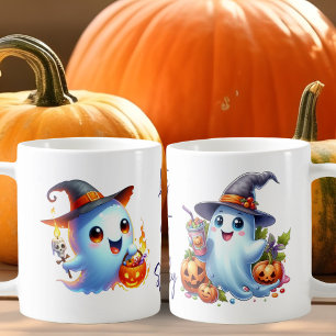 Mug deux fantômes ludiques habillés de casquette sorci