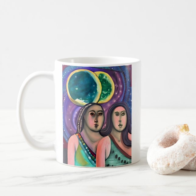 Mug Deux filles sous les lunes (Avec donut)