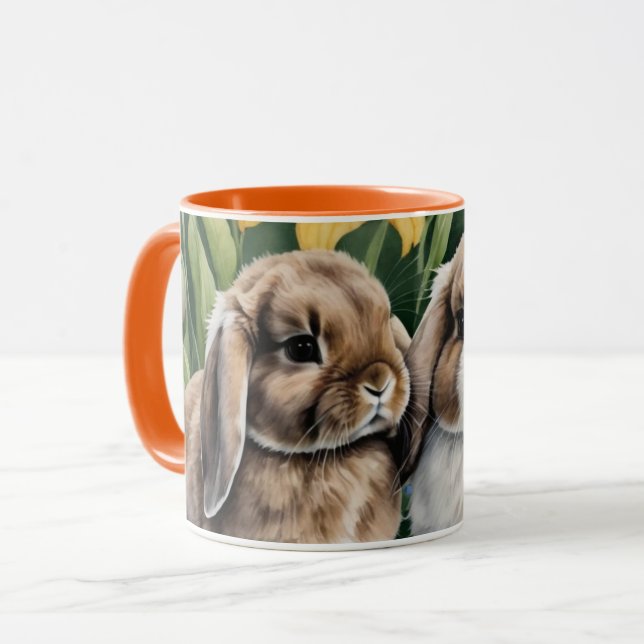 Mug Deux lapins de lapin de lapin de petite lop (Devant gauche)