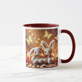 Mug Deux lapins en peluche adorables.