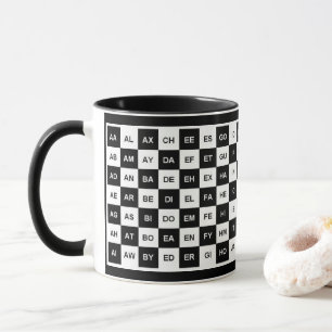 Mug Deux lettres en noir blanc Carrés (version intern