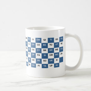 Mug Deux lettres majuscules en bleu et blanc US versio