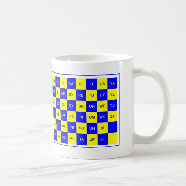 Mug Deux lettres Mot Bleu et Jaune Anglais (Droite)