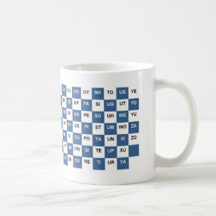 Mug Deux lettres Mots bleu et blanc Intrl. version