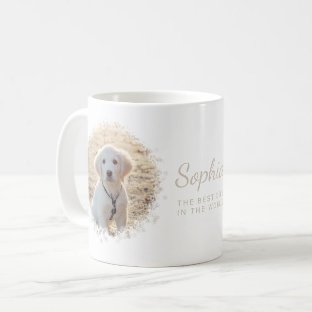 Mug Deux Modèles photo et texte beige personnalisés ro (Devant gauche)