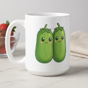 Mug Deux petits pois dans une assiette de pois Kawaii