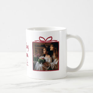 Mug Deux photos cadre en boîte cadeau rouge et nœud