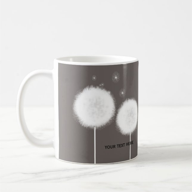 Mug Deux Pissenlits Taupe Rustique Café Thé (Gauche)