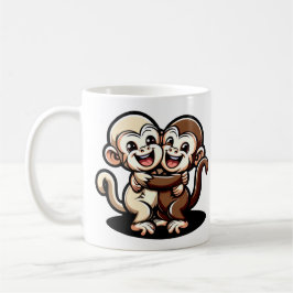 Mug Deux singes capucins mignons s'embrassèrent affect