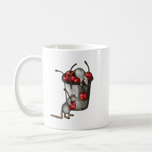 Mug Deux souris volant des cerises, seau de cerises Ar