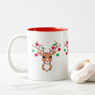 Mug deux tons Cerf de Noël mignon
