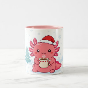 Mug deux tons de Noël avec Axolotl Mignon Kawaii C