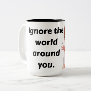 Mug deux tons de style anime 'Ignorez le monde'