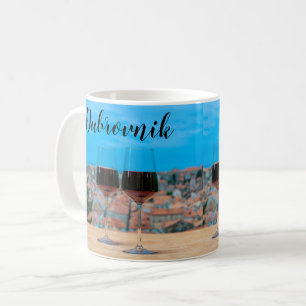 Mug Deux verres de vin rouge avec vue sur Dubrovnik