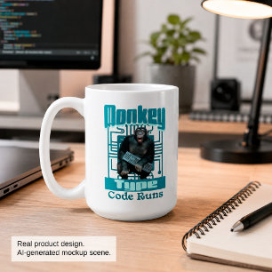 Mug Développeur Full-Stack de type singe, code s'exécu