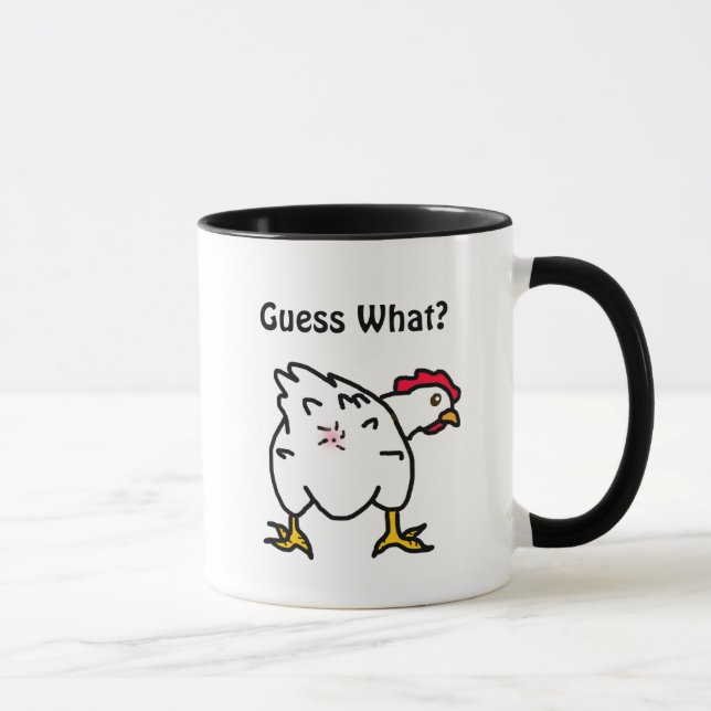 Mug Devinez Quoi ? Beurre de poulet drôle Humour de po (Droite)