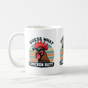 Mug Devinez quoi Cul de Poulet Drôle Rétro Coq