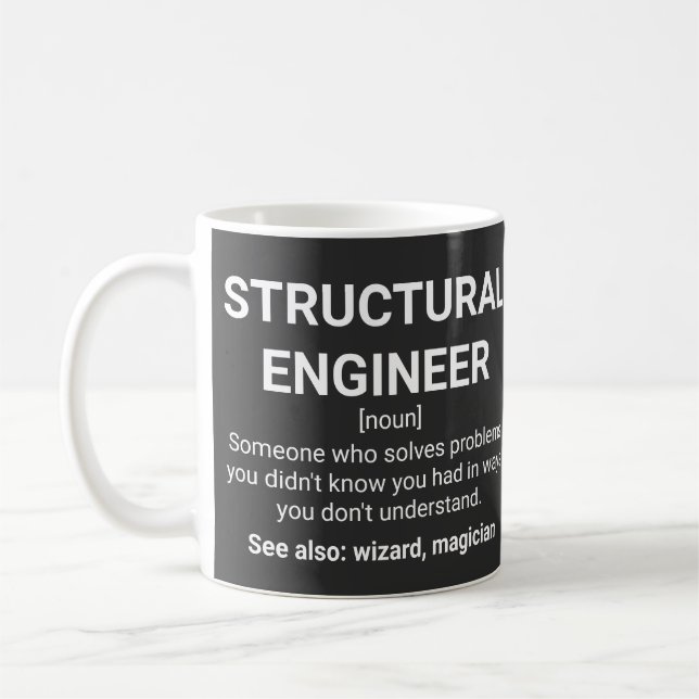 Mug Devis Humour de définition de l'ingénieur structur (Gauche)