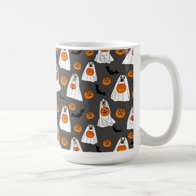 Mug d'Halloween avec Fantômes de chien Citrouilles (Droite)