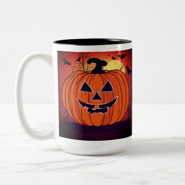 Mug d'Halloween Citrouille vibrante (Gauche)