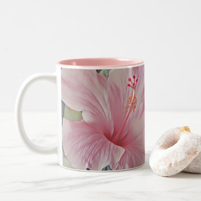 Mug d'hibiscus rose hawaïen (Avec donut)