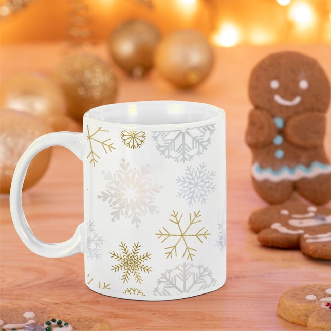 Mug d'hiver Dusty Blue & Gold Snowflake (Winter Wonderland Keepsake Mug)