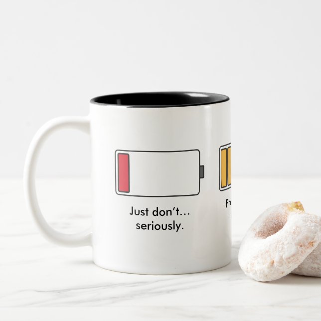 Mug d'humeur de batterie | Faible à complet (Avec donut)