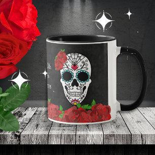 Mug Dia De Los Muertos Rouge Turquoise Crâne à sucre