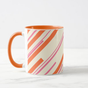 Mug Diagonales - Rose, Orange et Crème