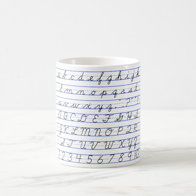 Mug Diagramme d'alphabet anglais en écriture cursive (Centre)