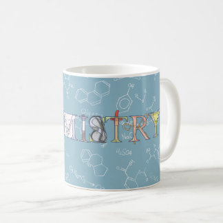 Mug Diagramme de chimie et typographie bleu