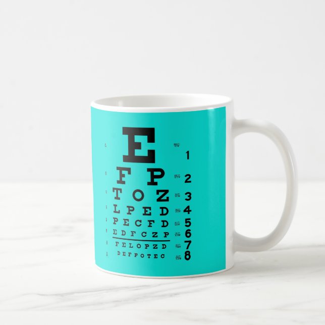 Mug Diagramme d'oeil cyan d'ophthalmologie d'essai (Droite)